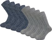 8 paar Geitenwollen sokken - Jeansblauw-Grijs - Maat 39-42