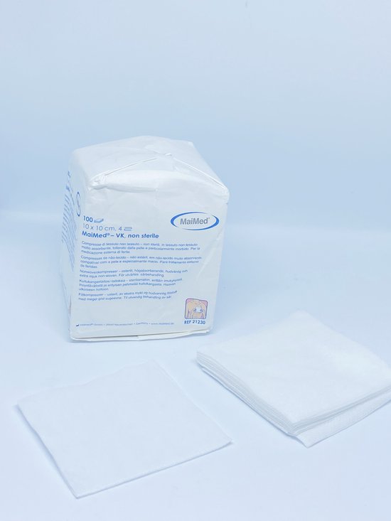 Foto: Maimed non woven gaascompressen 10cm x 10cm 100 stuks