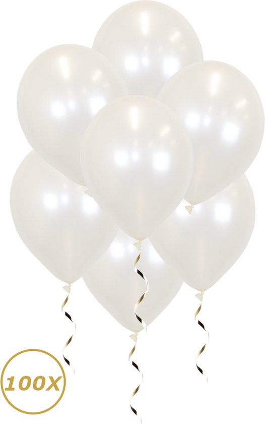 Witte Helium Ballonnen Verjaardag Versiering Feest Versiering Ballon Metallic Wit Luxe Bruiloft Decoratie - 100 Stuks