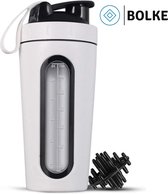 Bolke® - Shakebeker - Shaker - shakerbeker RVS - Shaker met mixer - Shakebeker 700ml - Shakebeker met bal - Wit
