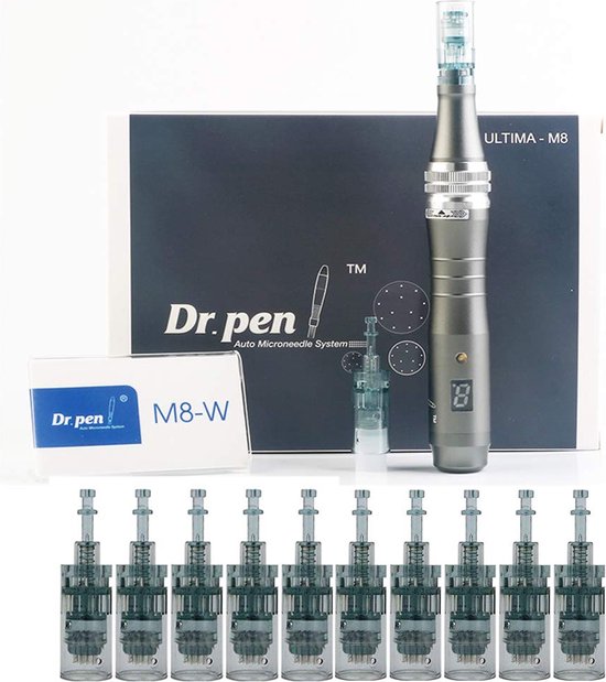 ORIGINELE DR. PEN - M8 ULTIMA - Draadloze Dermapen - Microneedling - Inclusief 12 GRATIS cartridges & Femmezz gezichtsstomer + opbergetui