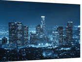 Skyline van nachtelijk Los Angeles City Center - Foto op Dibond - 90 x 60 cm
