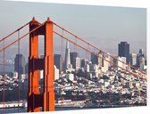 Downtown San Francisco met de Golden Gate Bridge - Foto op Dibond - 90 x 60 cm