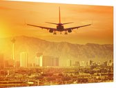 Vliegtuig richting Las Vegas in de Mojavewoestijn - Foto op Dibond - 60 x 40 cm