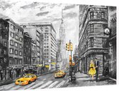 Karakteristieke tekening van het straatbeeld van New York - Foto op Dibond - 60 x 40 cm