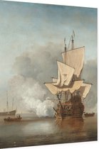 Het kanonschot, Willem van de Velde - Foto op Dibond - 30 x 40 cm