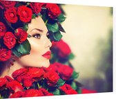 Vrouw in rozen - Foto op Dibond - 40 x 30 cm