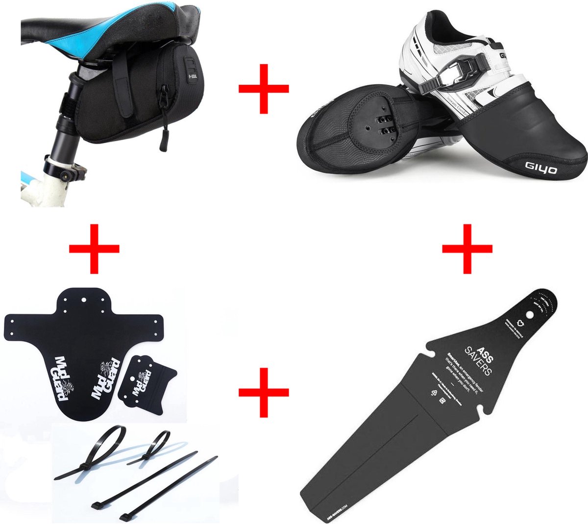 Nixnix® - Winterpakket MTB - Ass saver + Mudguard + Giyo halve overschoenen + Zadeltas - Aanbieding - Fiets - Wielrennen , Mountainbike , Racefiets - Spatbord