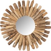 J-Line Spiegel Rond Drijfhout Naturel Large