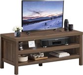 LUXGOODS tv-meubel, tv-tafel met 2 open opslagplanken, houten tv-lowboard, 106,5 x 44,5 x 46cm, moderne tv-plank, tv-kast voor woonkamer, slaapkamer en entertainmentkamer, walnoot