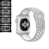 RipaWare Sport Watch bandje - Compatible met Apple - Silicone - 42, 44, 45mm - S/M - grijs / wit