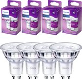 Philips LED GU10 lampjes met warm wit licht - 5W/65W - 460 lm - 4 x LED Reflector spotjes