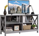 c90 - Houten tv-meubel, tv-tafel tv-kast tv-plank, voor TV's tot 55 inch, 3-laags entertainment center met opbergplanken, industriële rustieke tv lowboard voor woonkamer & slaapkam