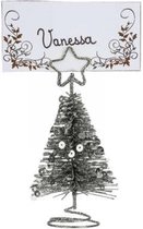 Naam kaarthouder KERSTBOOM - Tafeldecoratie - Kerstboom zilver - 6 stuks
