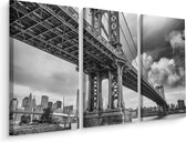 Schilderij - Manhattan Bridge , Zwart wit , 3 maten , Premium print