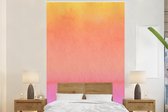 Behang - Fotobehang Waterverf - Roze - Oranje - Geel - Breedte 145 cm x hoogte 220 cm
