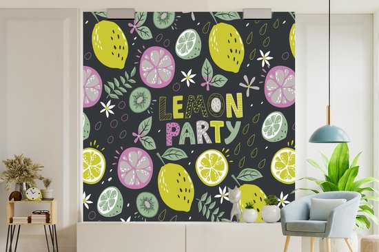 Behang - Fotobehang Zomer - Quotes - Citroenen - Breedte 300 cm x hoogte 300 cm