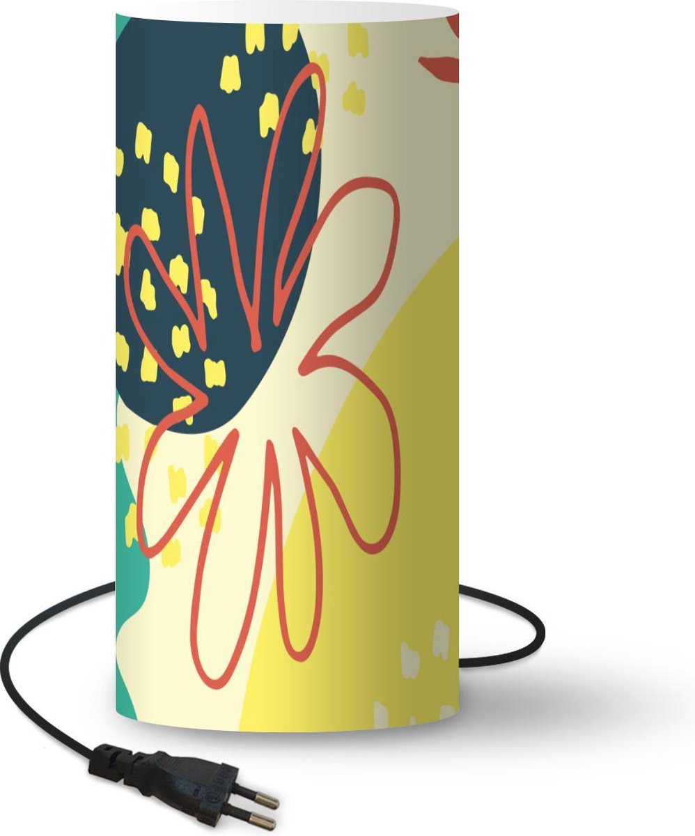 Lamp - Nachtlampje - Tafellamp slaapkamer - Zomer - Bloem - Pastel - 33 cm hoog - Ø15.9 cm - Inclusief LED lamp