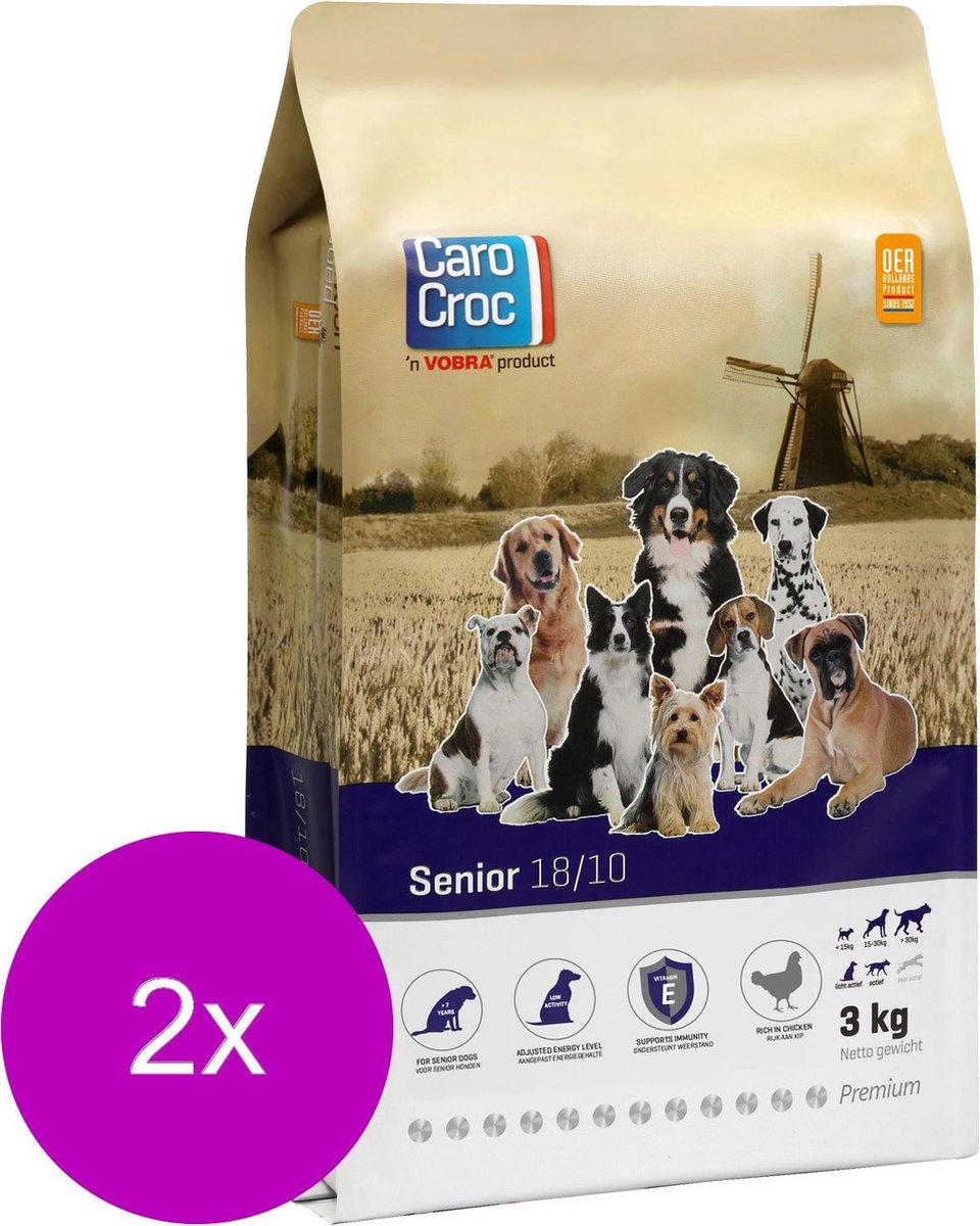 CaroCroc Carocroc Senior Granen&Gevogelte&Vlees - Hondenvoer - 2 x 3 kg