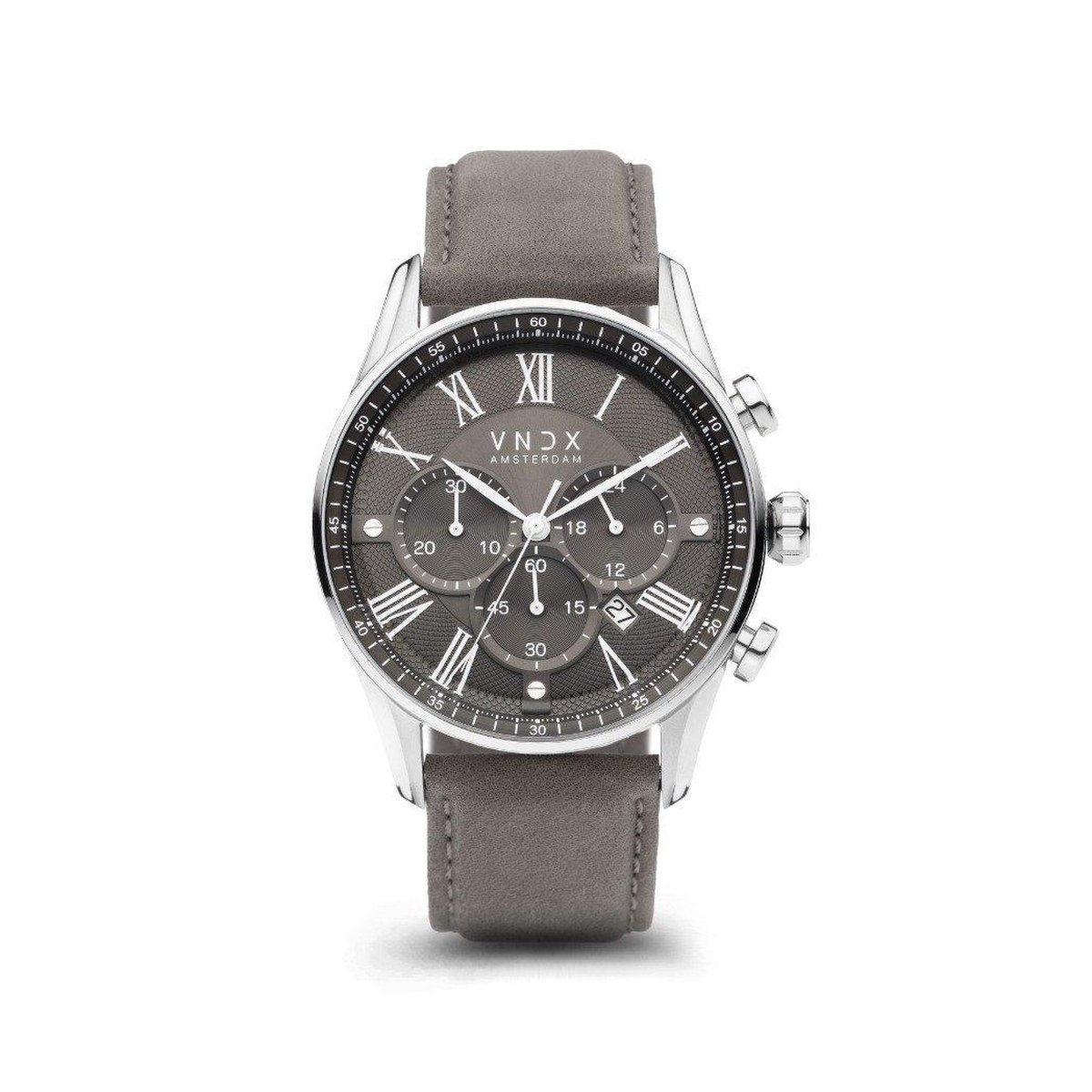 VNDX Amsterdam - Horloge voor mannen - The Chief Leder Grijs