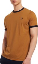 Fred Perry Ringer Shirt T-shirt - Mannen - bruin/zwart