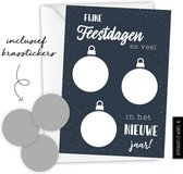 8 kerstkaarten met enveloppen - Persoonlijke kraskaarten - kerstkaarten set - nieuwjaarskaarten - diy zelf maken - blauw/zilver