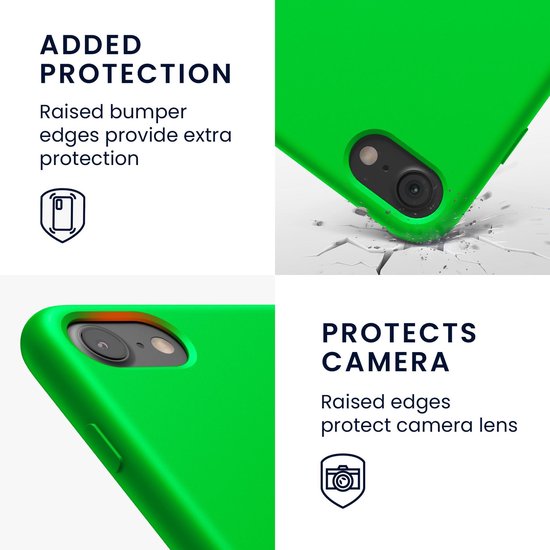 Étui de téléphone kwmobile pour Apple iPhone 7 / 8 / SE (2020) - Étui avec revêtement en silicone - Étui pour smartphone en vert fluo