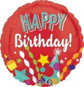 folieballon Happy Birthday 43 cm rood