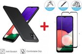 2-In-1 Screenprotector Hoesje Bescherming Protector Set Geschikt Voor Samsung Galaxy A22 5G (6.6 Inch) - Full Cover 3D Edge Tempered Glass Screen Protector Met Siliconen Back Bescherm Hoes Ca