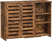 Nancy's Camperdown Dressoir - Buffetkast - Keukenkast - Verstelbare Plank - 3 Open Vakken - Bruin - Bewerkt Hout - 100 x 35 x 75 cm