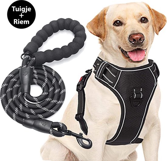 Filo Anti Trek Hondentuig M met Hondenriem - Y Tuig Hond Verstelbaar