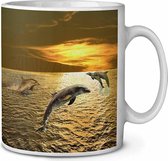 Dolfijnen bij zonsondergang Koffie-thee mok