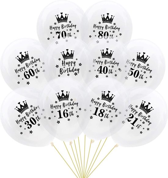 10 X 60th Anniversaire Ballons 11" Rose Avec Blanc écrit Gratuit Ruban