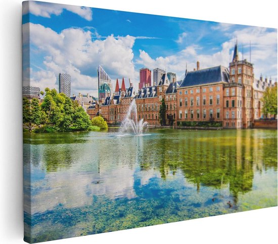 Artaza - Canvas Schilderij - Binnenhof met het Hofvijver in Den Haag - Foto Op Canvas - Canvas Print