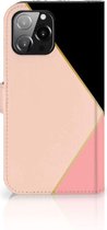 GSM Hoesje iPhone 13 Pro Max Bookcase Black Pink Shapes