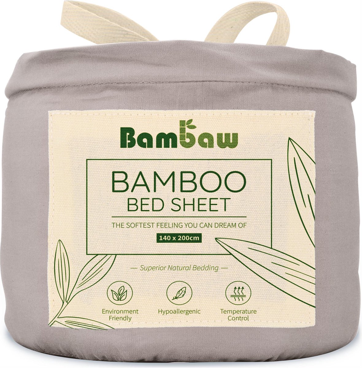 Bamboe Hoeslaken | 2-Persoons Eco Hoeslaken 140cm bij 200cm | Grijs | Luxe Bamboe Beddengoed | Hypoallergeen Hoeslaken | Puur Bamboe Viscose Rayon Hoeslaken | Ultra-ademende Stof | Bambaw