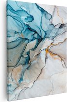 Artaza - Canvas Schilderij - Abstracte Kunst - Blauwe Grijze Marmer - 40x50 - Foto Op Canvas - Canvas Print