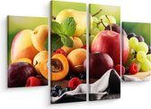 Schilderij - Vers zomerfruit, 4 luik, premium print, wanddecoratie