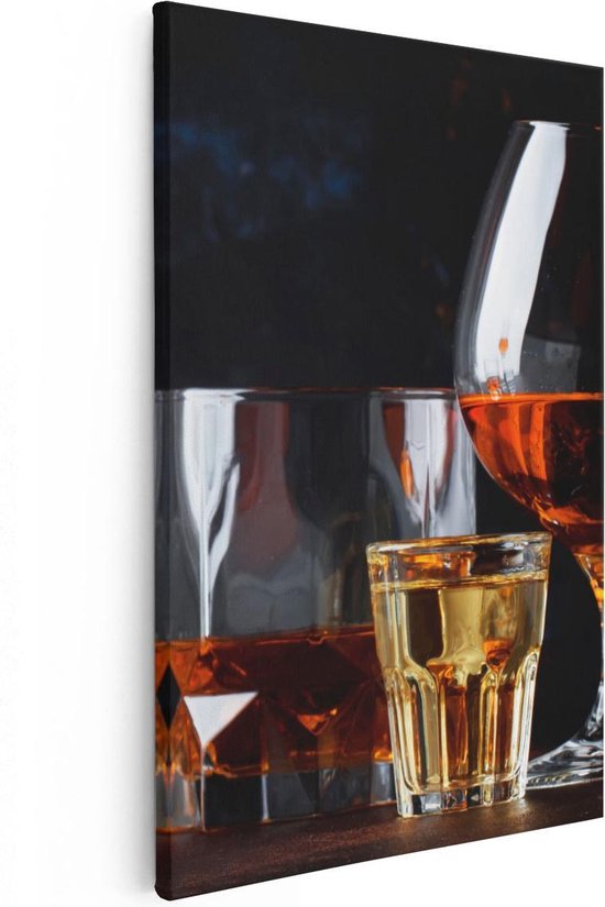 Artaza Canvas Schilderij Sterke Alcohol Drank - Glazen - 20x30 - Klein - Foto Op Canvas - Canvas Print