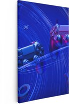 Artaza Canvas Schilderij Twee Gaming Controllers - Gamen - 40x60 - Poster Foto op Canvas - Canvas Print