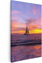 Artaza Canvas Schilderij Zeilboot Silhouet bij Zonsondergang - 20x30 - Klein - Foto Op Canvas - Canvas Print