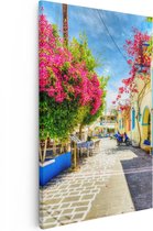 Artaza Canvas Schilderij Kleurrijke Straat op het Eiland Kos, Griekenland - 20x30 - Klein - Foto Op Canvas - Canvas Print