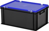 Combicolor dekselbak - 600x400xH285mm - zwart-blauw