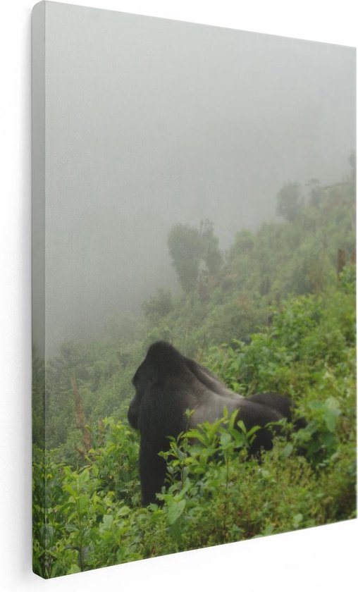 Artaza Canvas Schilderij Gorilla in het Woud tijdens de Mist - 60x80 - Foto Op Canvas - Canvas Print