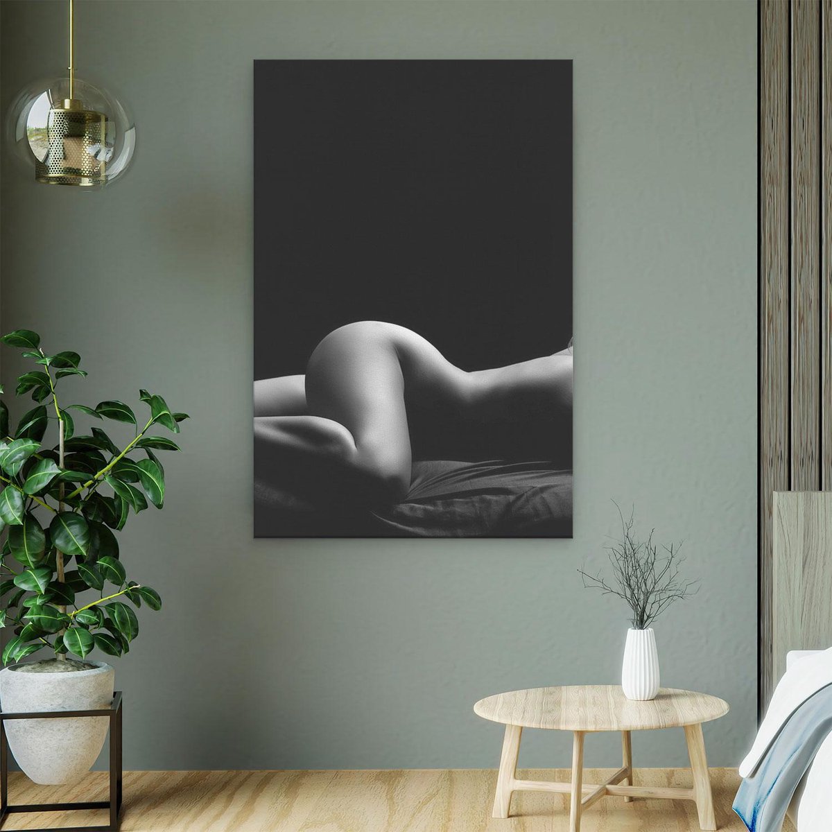 Artaza Canvas Schilderij Vrouw Naakt in Bed - Erotiek - Zwart Wit - 60x90