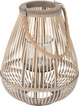 J-Line Lantaarn Peervorm Bamboo Grijs Medium