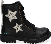 Bunnies JR 220940-689 Meisjes Biker Boots - Zwart - Imitatieleer - Veters