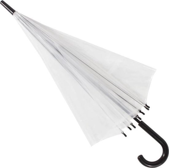 Paraplu Plaza - Doorzichtige paraplu transparant pvc-stof Ø 100 cm - Elegant paraplu met Zwart handvat