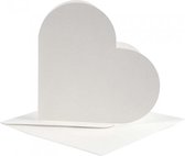 hartvormige kaarten met envelop 12,5 x 12,5 cm 10 sets wit