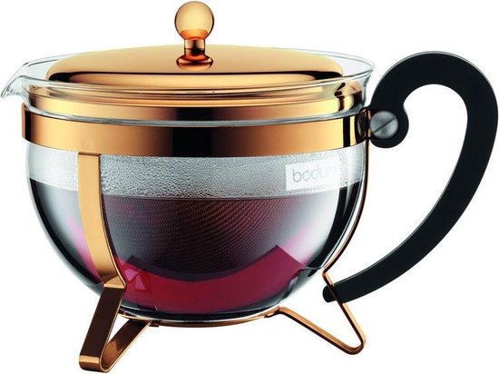 Bodum Assam theepot met roestvrijstalen filter, glas, transparant/kurk, 12 cm